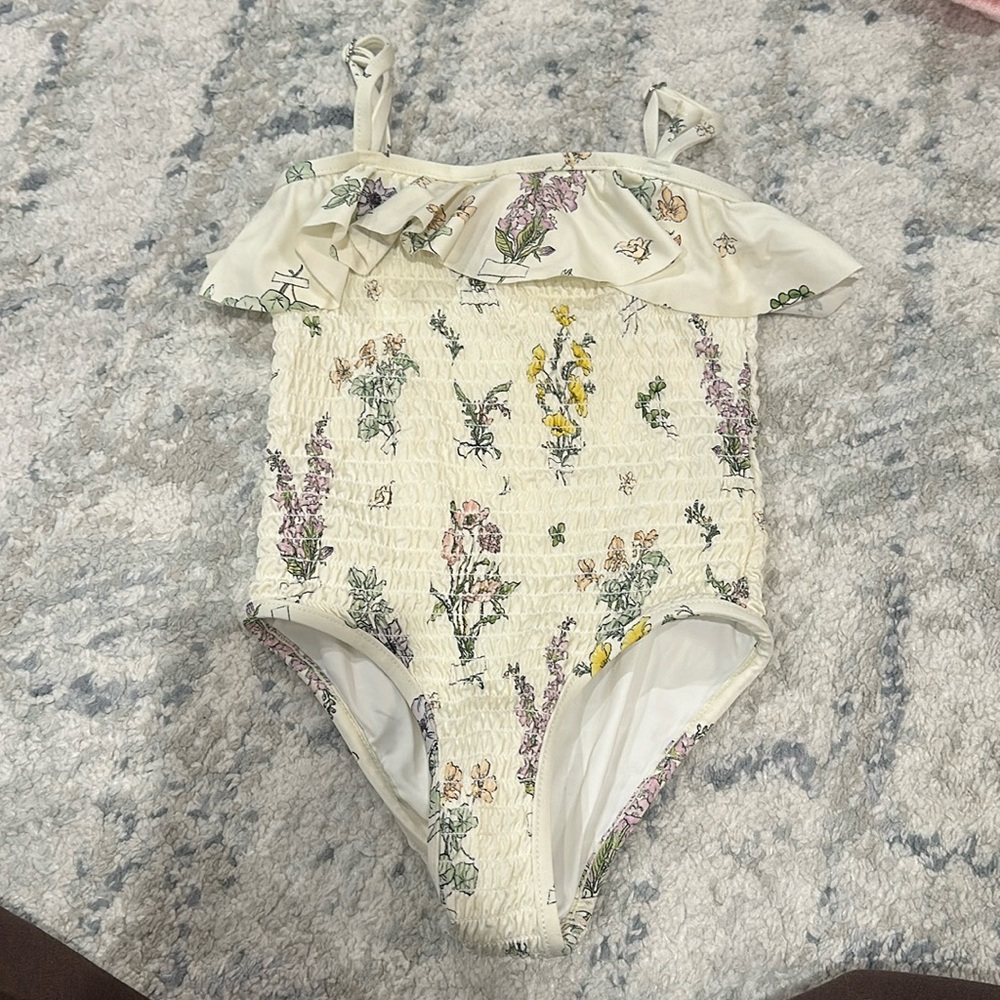 Zimmermann girls bathing suit size 2 floral ruched